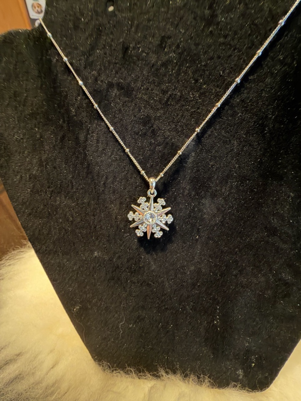 Brighton Silver Snowflake Pendant Necklace with Clear Crystals